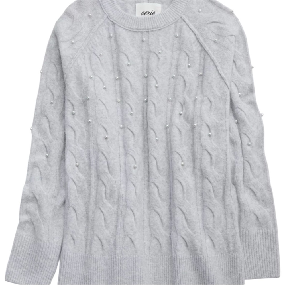 Aerie Unreal Cable Pearl Crew Sweater – Size XXS (Very Oversized) - Picture 5 of 5